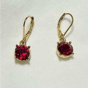 Dana Buchman Gold Toned Earrings with Deep Red Stones